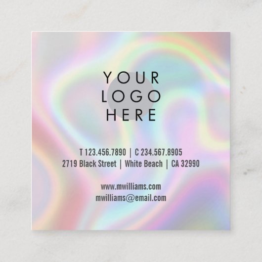 ロゴクールをホログラフィモダンックでミニマル スクエア名刺 (裏面)