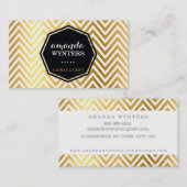 ロゴクールシボロン模様金ゴールド箔バッジ八角形 名刺 (正面/裏面)