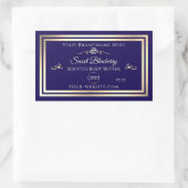 ロゴクール付きダークブルー製品ラベル金ゴールドフレーム 長方形シール (バッグ)