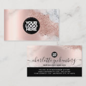 ロゴグリッターバラ金ゴールドエレガントスクリプト大理石 名刺 (正面/裏面)