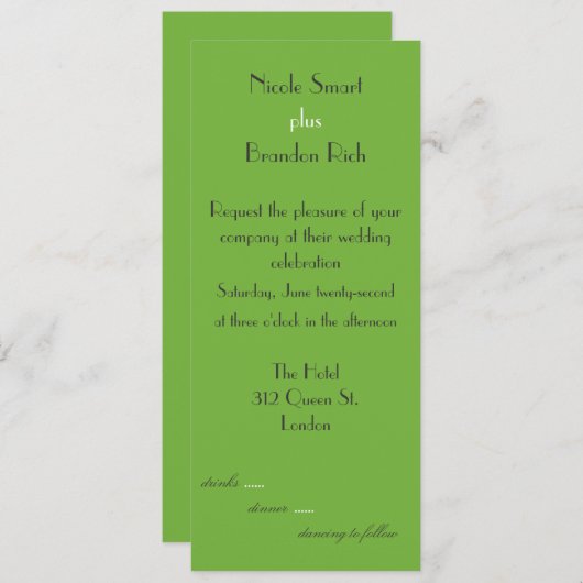 ロゴグリーン結婚式招待状 招待状 (正面/裏面)