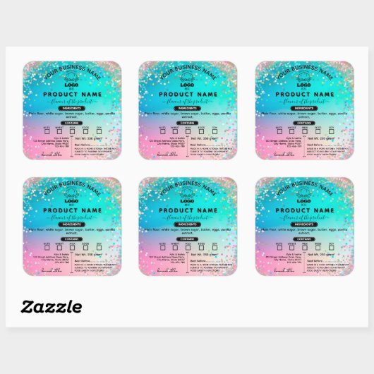 ロゴコテージ法の食品ラベルをホログラフィックに追加 スクエアシール (シート)