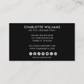 ロゴサークルプロフェッショナル白黒ソーシャルメディア 名刺 (裏面)