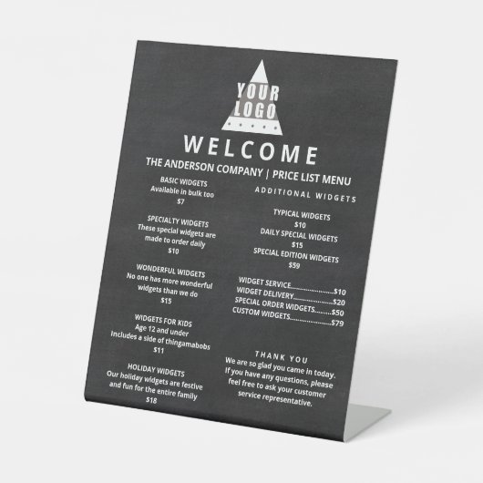 ロゴシャルボードプロモーション価格表2列大 台座サイン (正面)