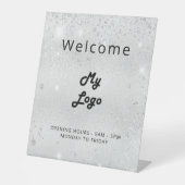 ロゴシルバーグリッターウェルカムビジネス 台座サイン (正面)