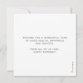 ロゴシルバースクリプトレタリングティール(緑がかった色)ブルー誕生日 カード (裏面)