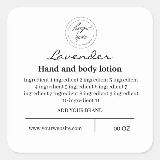 ロゴシンプルの白黒の材料 スクエアシール (正面)