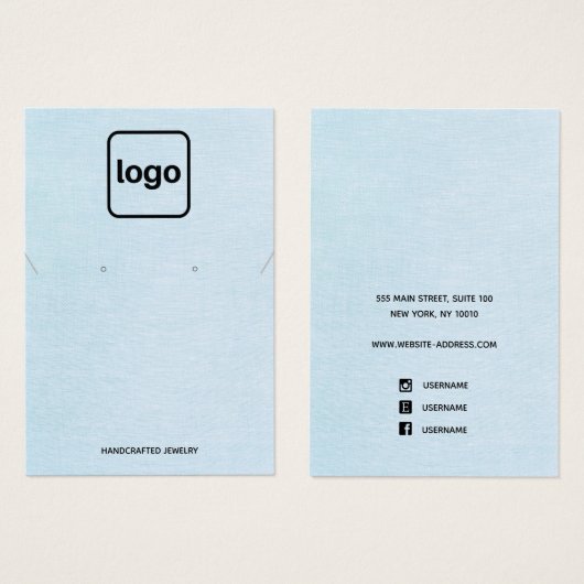 ロゴシンプルの追加ブルーイヤリングとネックレスディスプレイ (正面&裏面)