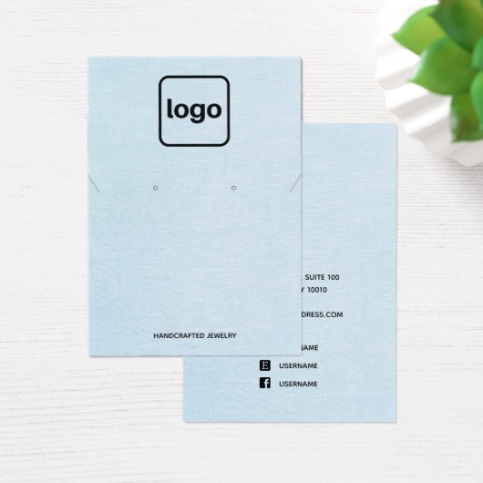 ロゴシンプルの追加ブルーイヤリングとネックレスディスプレイ (デスク)