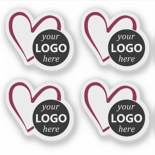 ロゴシンプルまたは写真を使用したハートのブルゴーニュの形状 シール (正面)