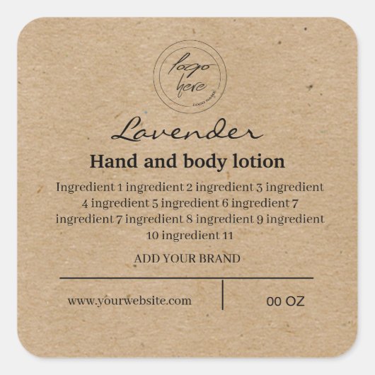 ロゴシンプルクラフト紙 スクエアシール (正面)