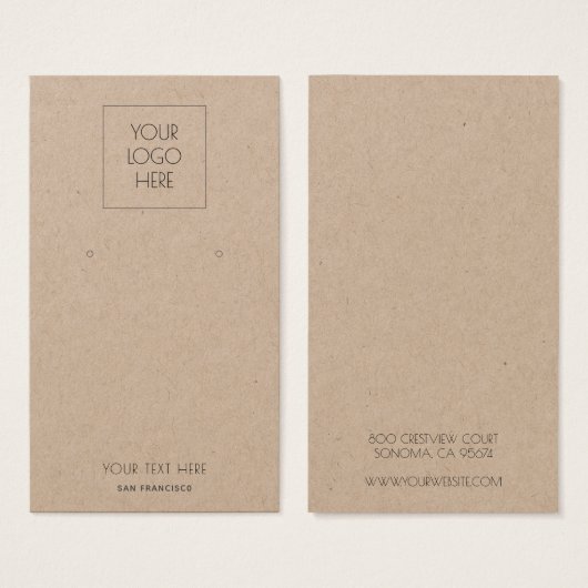 ロゴシンプルジュエリーイヤリングクラフト表示カード (正面&裏面)