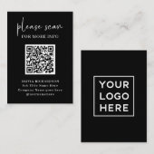 ロゴシンプルバック付きQRコード |黒 名刺 (正面/裏面)