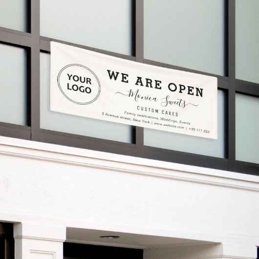 ロゴシンプルビジネスショップバナー 横断幕 (ビルの外側)