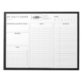 ロゴシンプルブラックベーシック未加工デイリープランナー ノートパッド (正面)