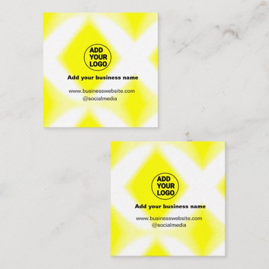 ロゴシンプルミニマルの追加/デザイン黄色の追加くもの巣 スクエア名刺 (正面/裏面)