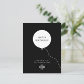 ロゴシンプルミニマル白黒誕生日 ポストカード (スタンド正面)
