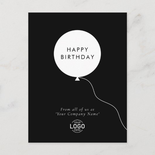 ロゴシンプルミニマル白黒誕生日 ポストカード (正面)