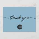 ロゴシンプル付き青いお客様への感謝の気持ち ポストカード (正面)