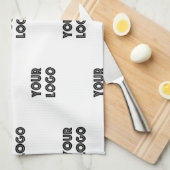 ロゴシンプル繰り返しロゴ |白 キッチンタオル (四つ折り)