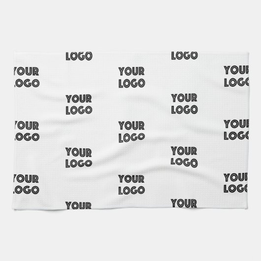 ロゴシンプル繰り返しロゴ |白 キッチンタオル (横)