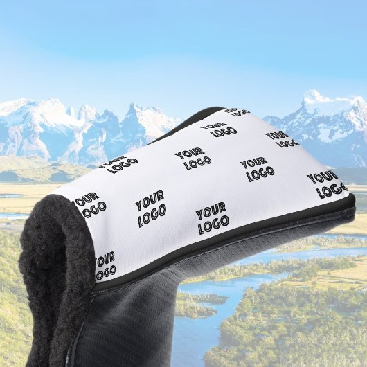 ロゴシンプル繰り返しロゴ |白 ゴルフヘッドカバー