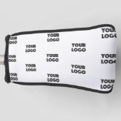 ロゴシンプル繰り返しロゴ |白 ゴルフヘッドカバー (正面)