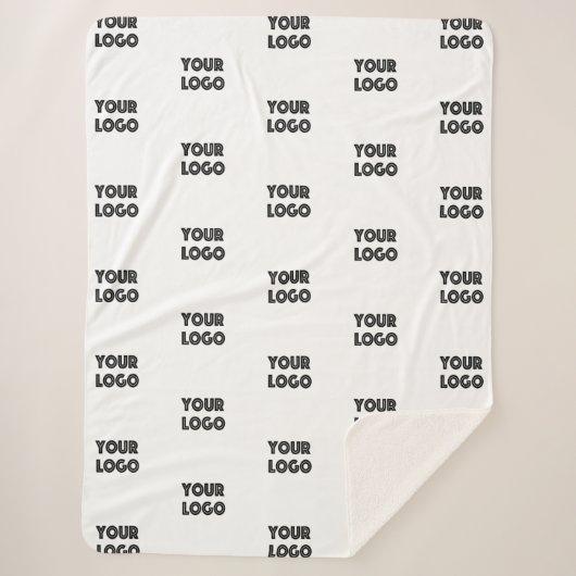 ロゴシンプル繰り返しロゴ |白 シェルパブランケット (正面)