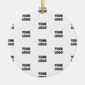 ロゴシンプル繰り返しロゴ |白 セラミックオーナメント (正面)