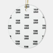 ロゴシンプル繰り返しロゴ |白 セラミックオーナメント (左)