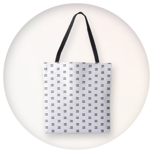 ロゴシンプル繰り返しロゴ |白 トートバッグ