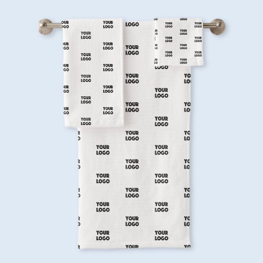 ロゴシンプル繰り返しロゴ |白 バスタオルセット