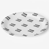 ロゴシンプル繰り返しロゴ |白 ペーパープレート (アングル)