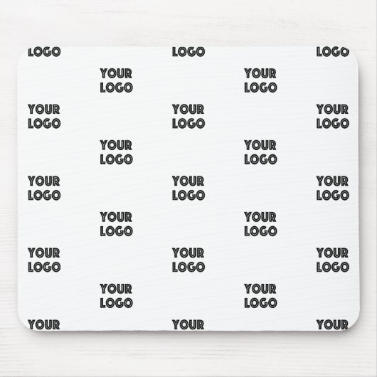 ロゴシンプル繰り返しロゴ |白 マウスパッド (正面)