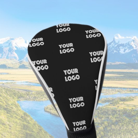 ロゴシンプル繰り返しロゴ |黒 ゴルフヘッドカバー