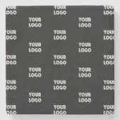 ロゴシンプル繰り返しロゴ |黒 ストーンコースター (正面)