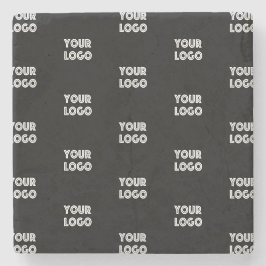 ロゴシンプル繰り返しロゴ |黒 ストーンコースター (正面)