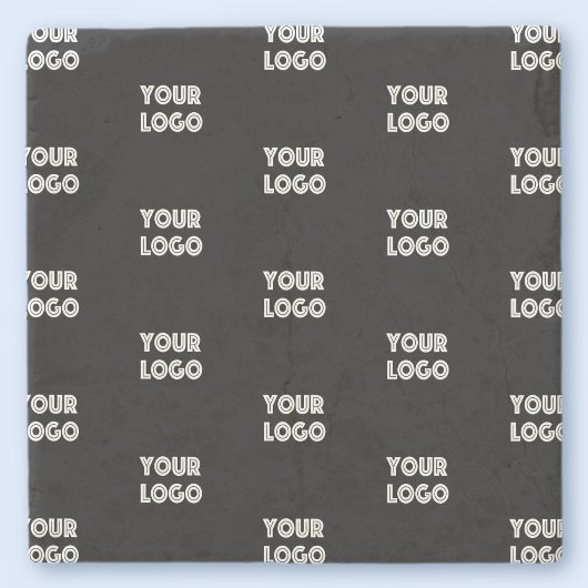 ロゴシンプル繰り返しロゴ |黒 ストーンコースター