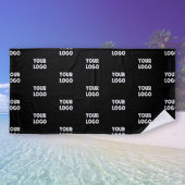 ロゴシンプル繰り返しロゴ |黒 ビーチタオル