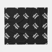 ロゴシンプル繰り返しロゴ |黒 フリースブランケット (正面(横))