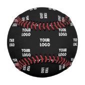 ロゴシンプル繰り返しロゴ |黒 野球ボール (裏面)