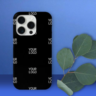 ロゴシンプル繰り返しロゴ 黒 iPhone 15 PROケース