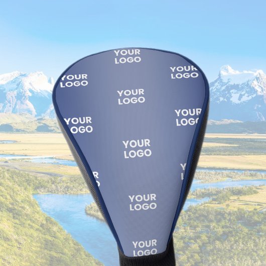 ロゴシンプル繰り返しロゴNavy Blue Gradient ゴルフヘッドカバー