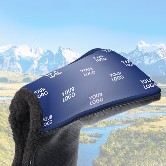 ロゴシンプル繰り返しロゴNavy Blue Gradient ゴルフヘッドカバー