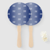 ロゴシンプル繰り返しロゴNavy Blue Gradient ハンドファン (正面&裏面)