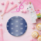 ロゴシンプル繰り返しロゴNavy Blue Gradient ペーパープレート (パーティー)