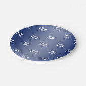 ロゴシンプル繰り返しロゴNavy Blue Gradient ペーパープレート (アングル)