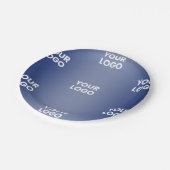 ロゴシンプル繰り返しロゴNavy Blue Gradient ペーパープレート (アングル)