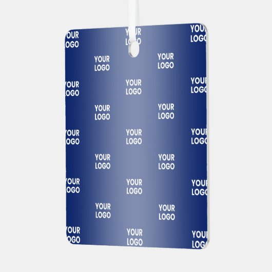 ロゴシンプル繰り返しロゴNavy Blue Gradient メタルオーナメント (正面左)