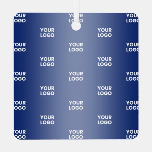 ロゴシンプル繰り返しロゴNavy Blue Gradient メタルオーナメント (裏面)